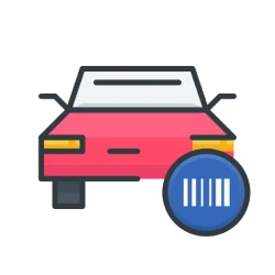 car icon with a barcode